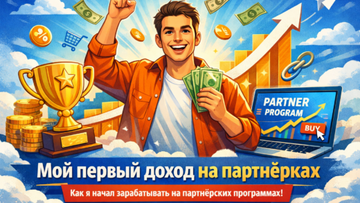 Партнёрские программы первый доход — иллюстрация успеха в партнёрском маркетинге с ростом дохода и графиком прибыли