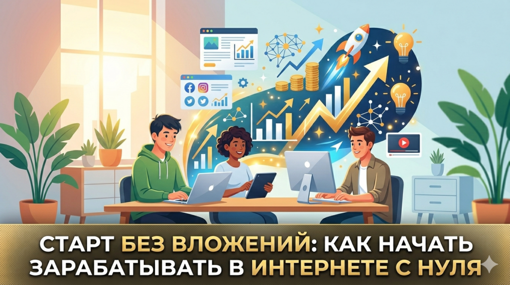 Старт без вложений. Как начать зарабатывать в интернете, если в кармане ноль?