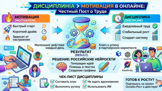 дисциплина важнее мотивации в онлайне